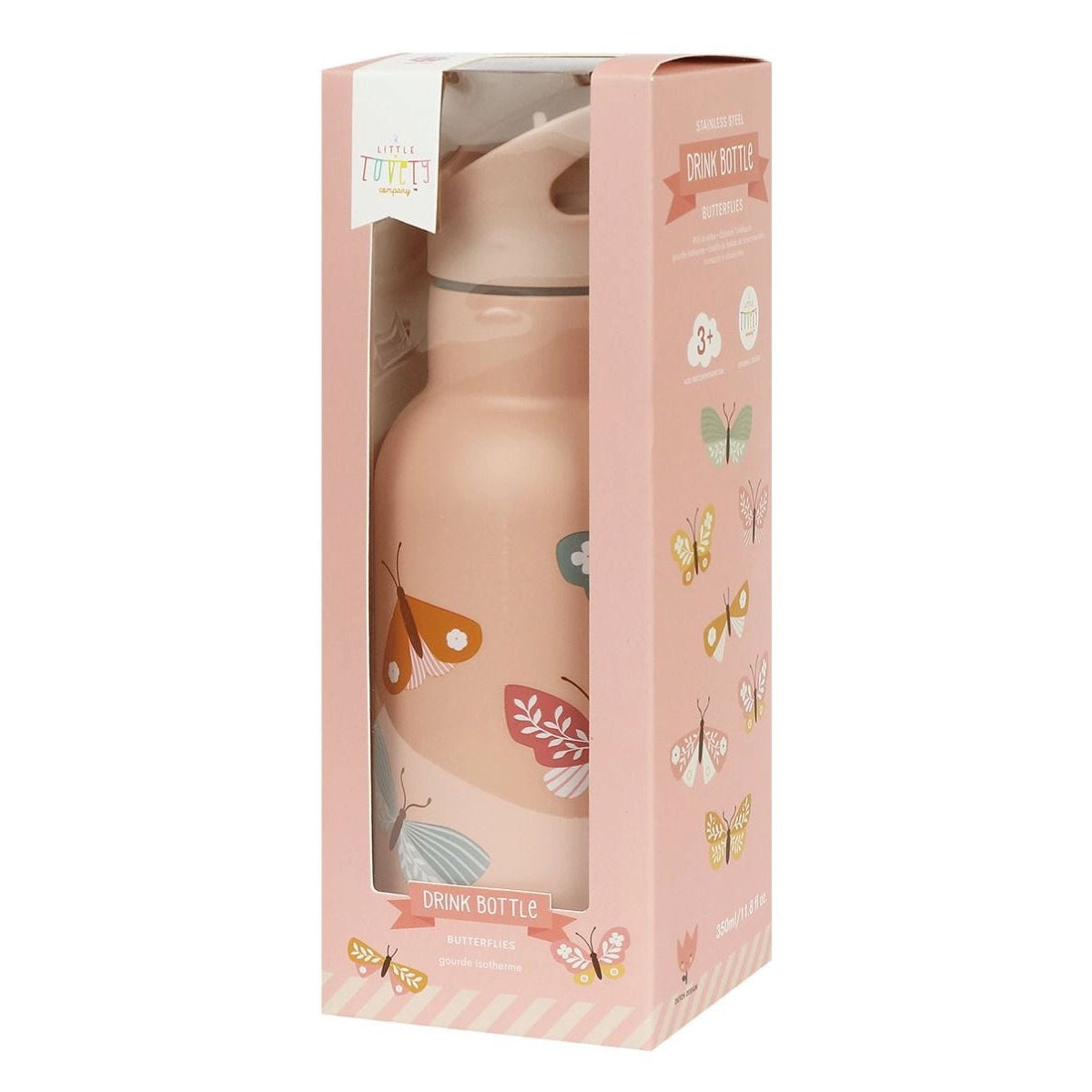 A Little Lovely Company Stainless Steel Drink Bottle: Butterfliles
