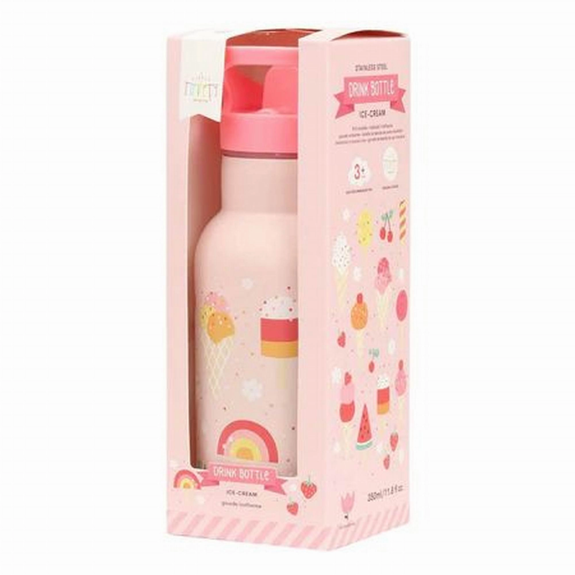 A Little Lovely Company Stainless Steel Drink Bottle: Ice-Cream