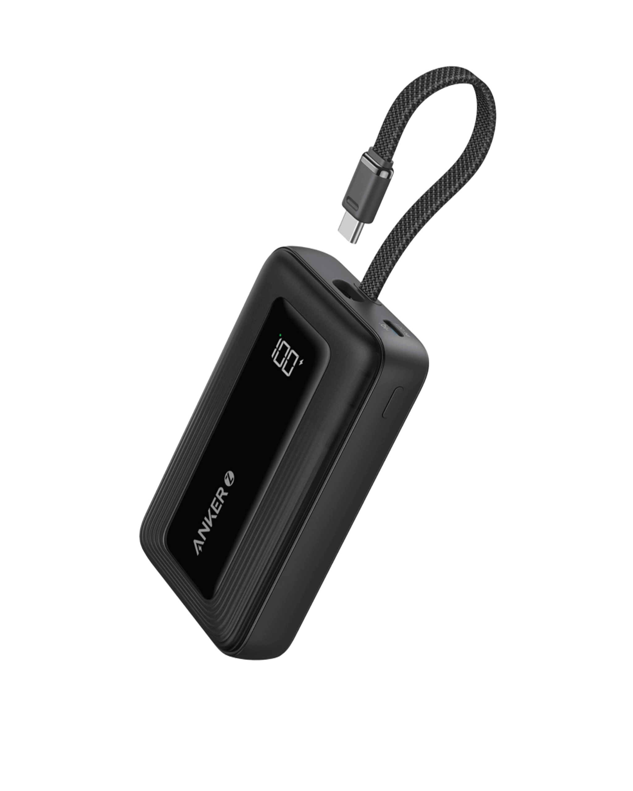 Anker Zolo Power Bank (10K, 30W) with a 5.4-inch (13.7 cm) built-in USB-C cable.