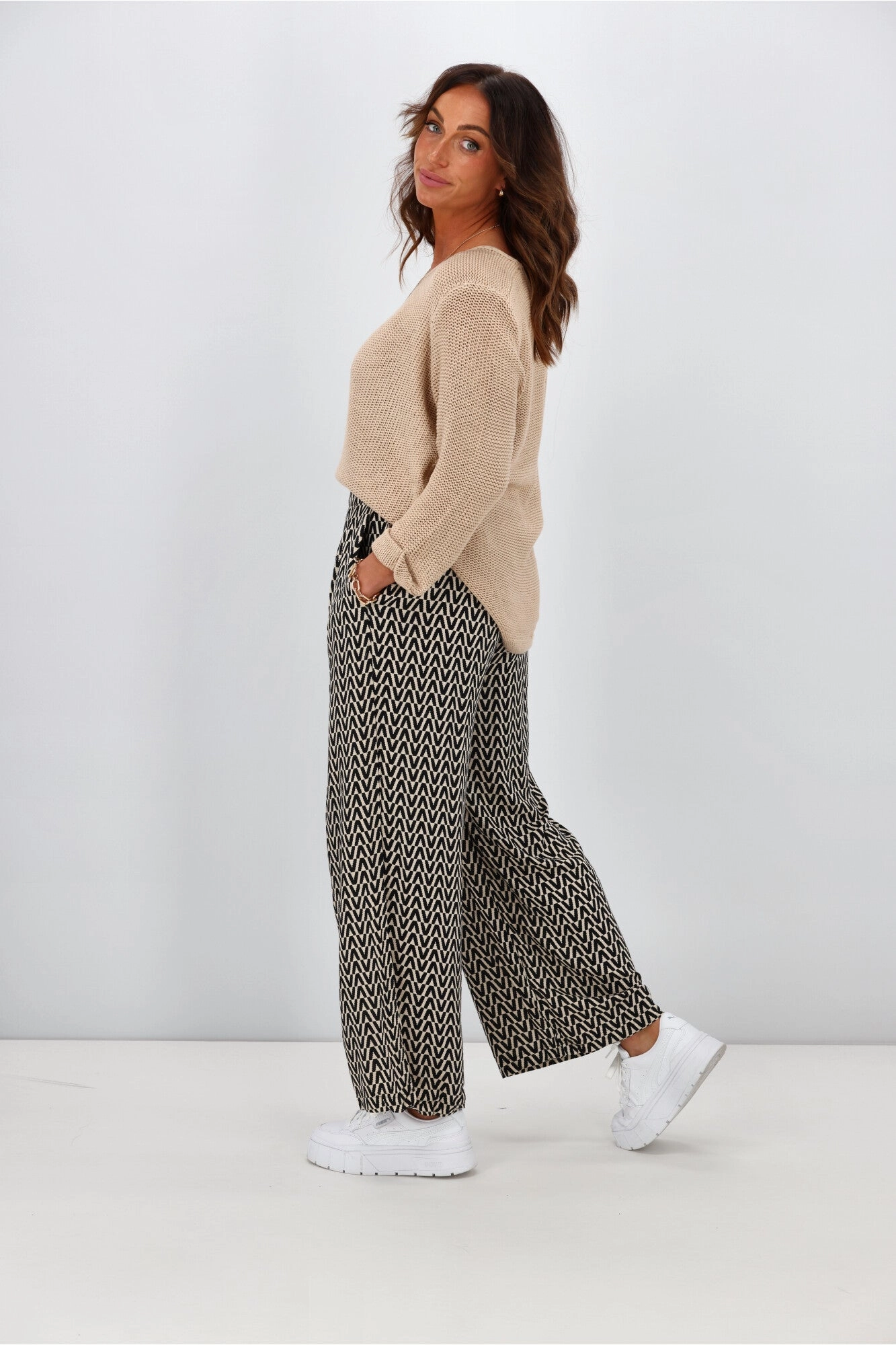 Fria Nova Geometric Print Pant Black