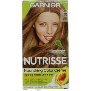 Garnier Women's Permanent Hair Color Kit - Nutrisse Coloring Creme, Almond Cream 70