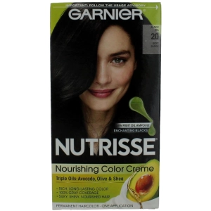 Garnier Women's Permanent Hair Color Kit - Nutrisse Coloring Creme, Black Tea 20
