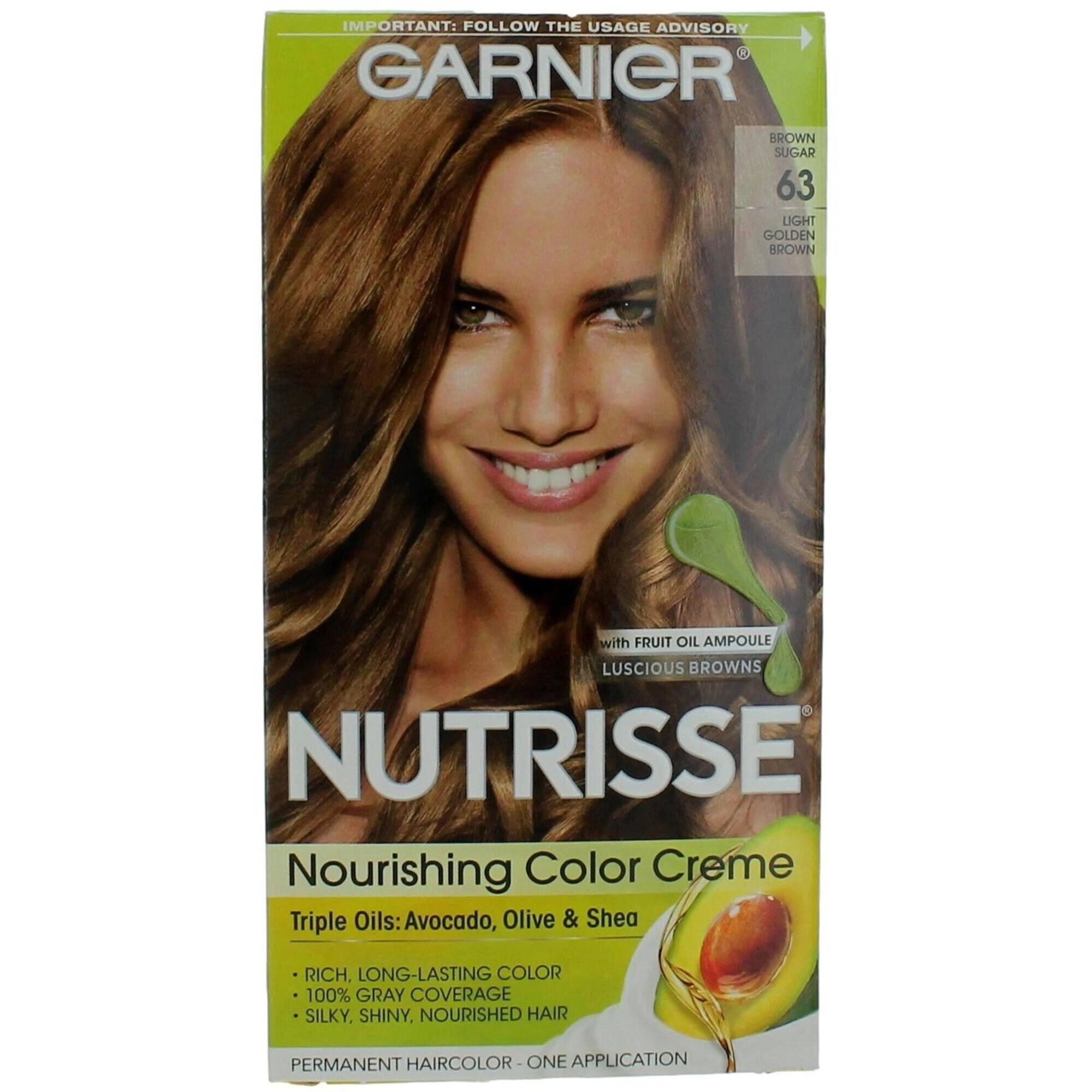 Garnier Women's Permanent Hair Color Kit - Nutrisse Coloring Creme, Brown Sugar 63