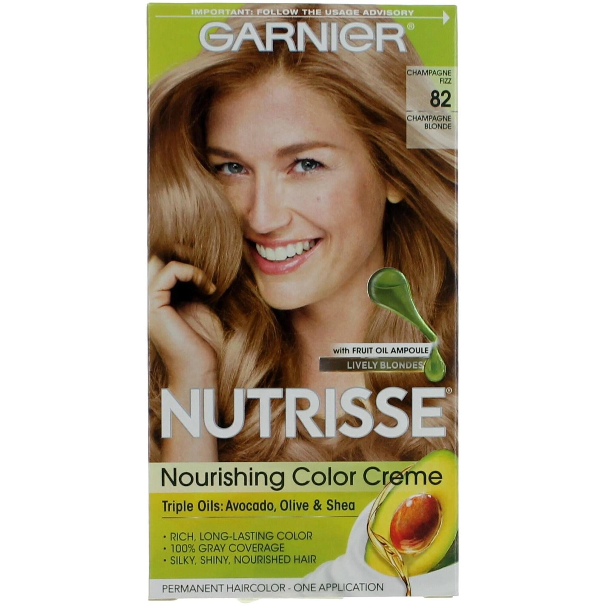 Garnier Women's Permanent Hair Color Kit - Nutrisse Coloring Creme, Champagne Fizz 82
