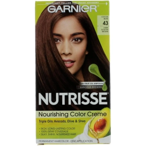 Garnier Women's Permanent Hair Color Kit - Nutrisse Coloring Creme, Cocoa Bean 43