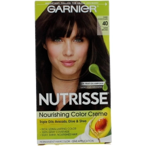 Garnier Women's Permanent Hair Color Kit - Nutrisse Coloring Creme, Dark Chocolate 40