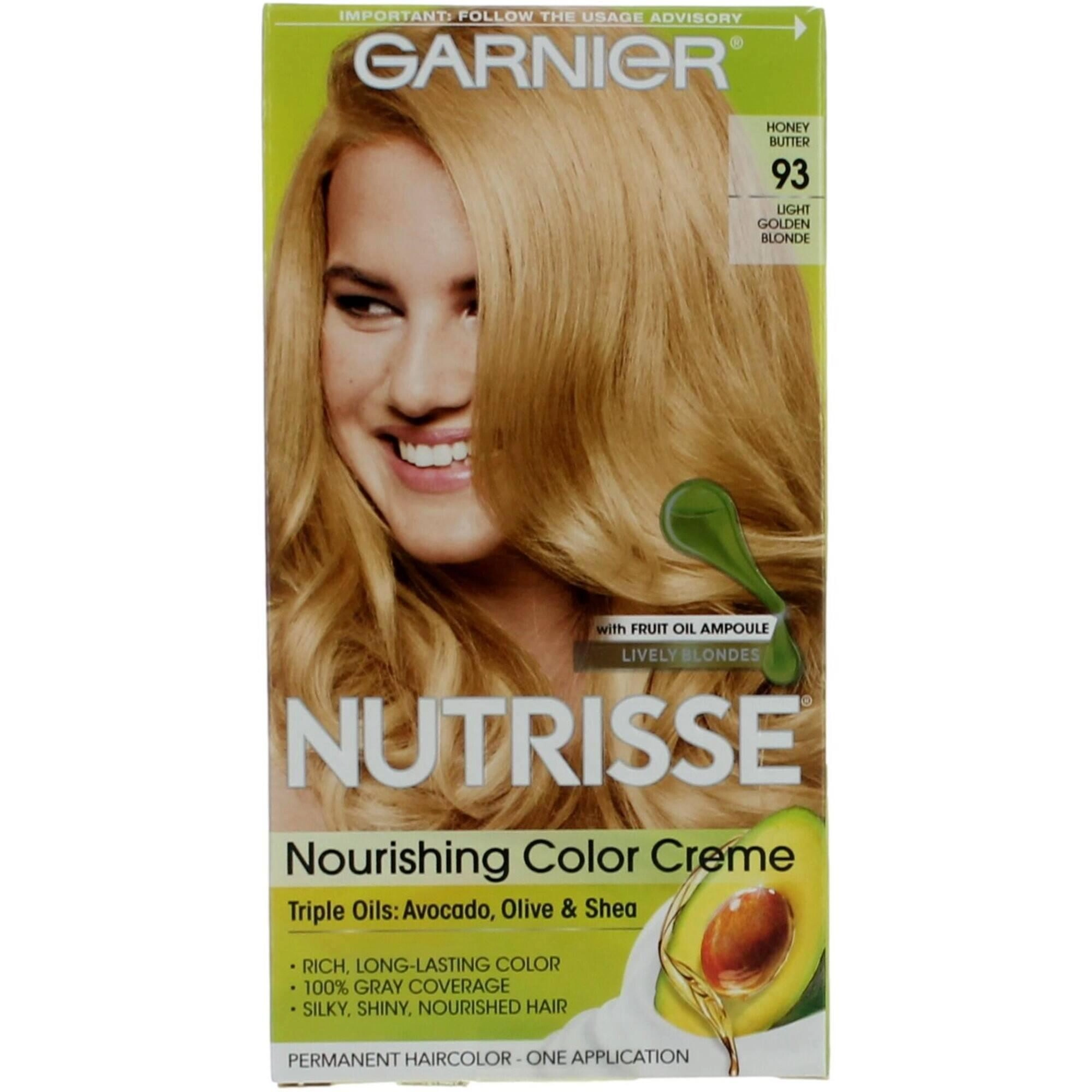 Garnier Women's Permanent Hair Color Kit - Nutrisse Coloring Creme, Honey Butter 93