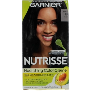 Garnier Women's Permanent Hair Color Kit - Nutrisse Coloring Creme, Licorice 10