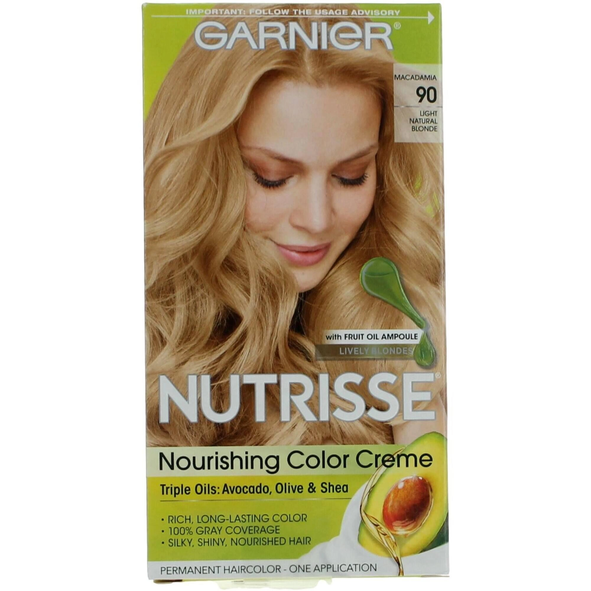 Garnier Women's Permanent Hair Color Kit - Nutrisse Coloring Creme, Macadamia 90