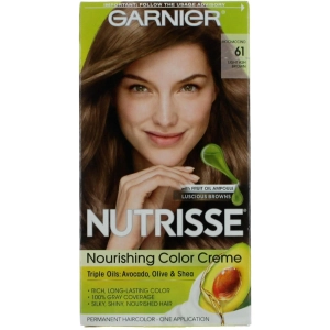 Garnier Women's Permanent Hair Color Kit - Nutrisse Coloring Creme, Mochaccino 61