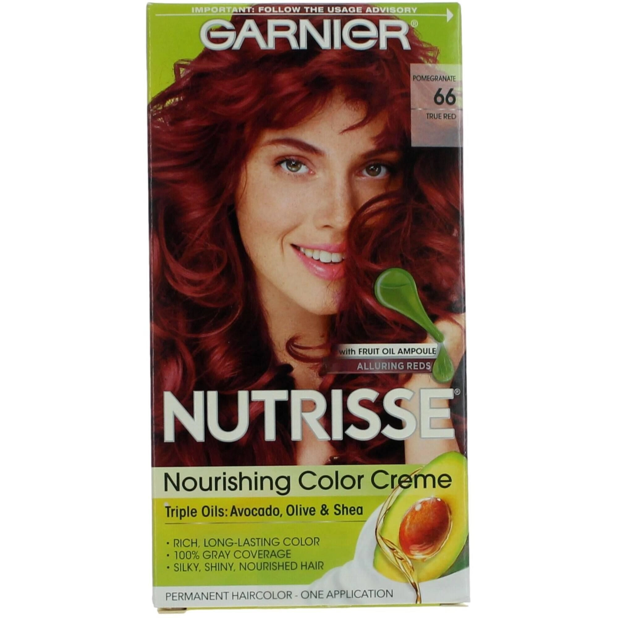 Garnier Women's Permanent Hair Color Kit - Nutrisse Coloring Creme, Pomegranate 66
