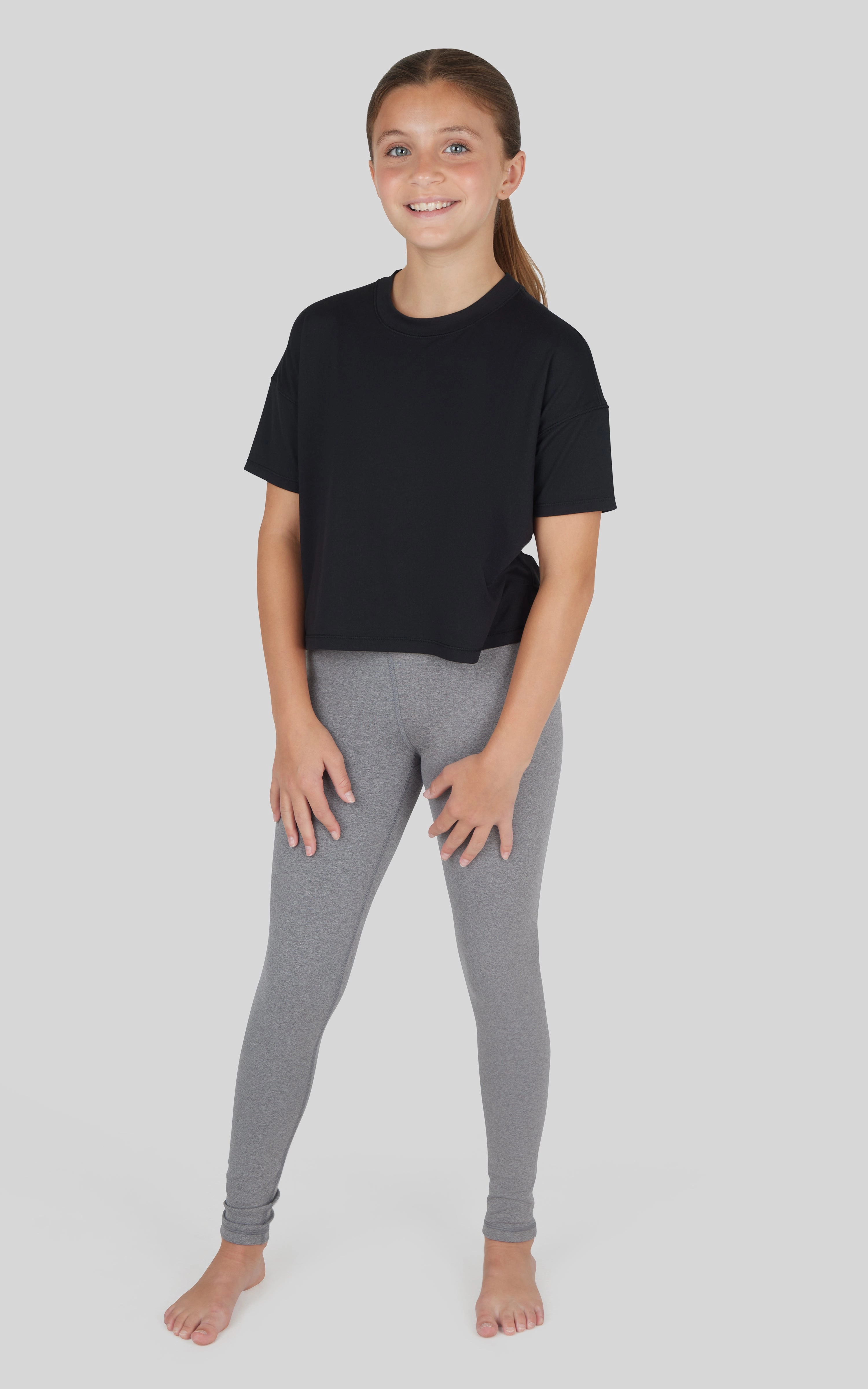 Girls 3 PC T-Shirt   Interlock Crossover Legging   Flared Pant Set