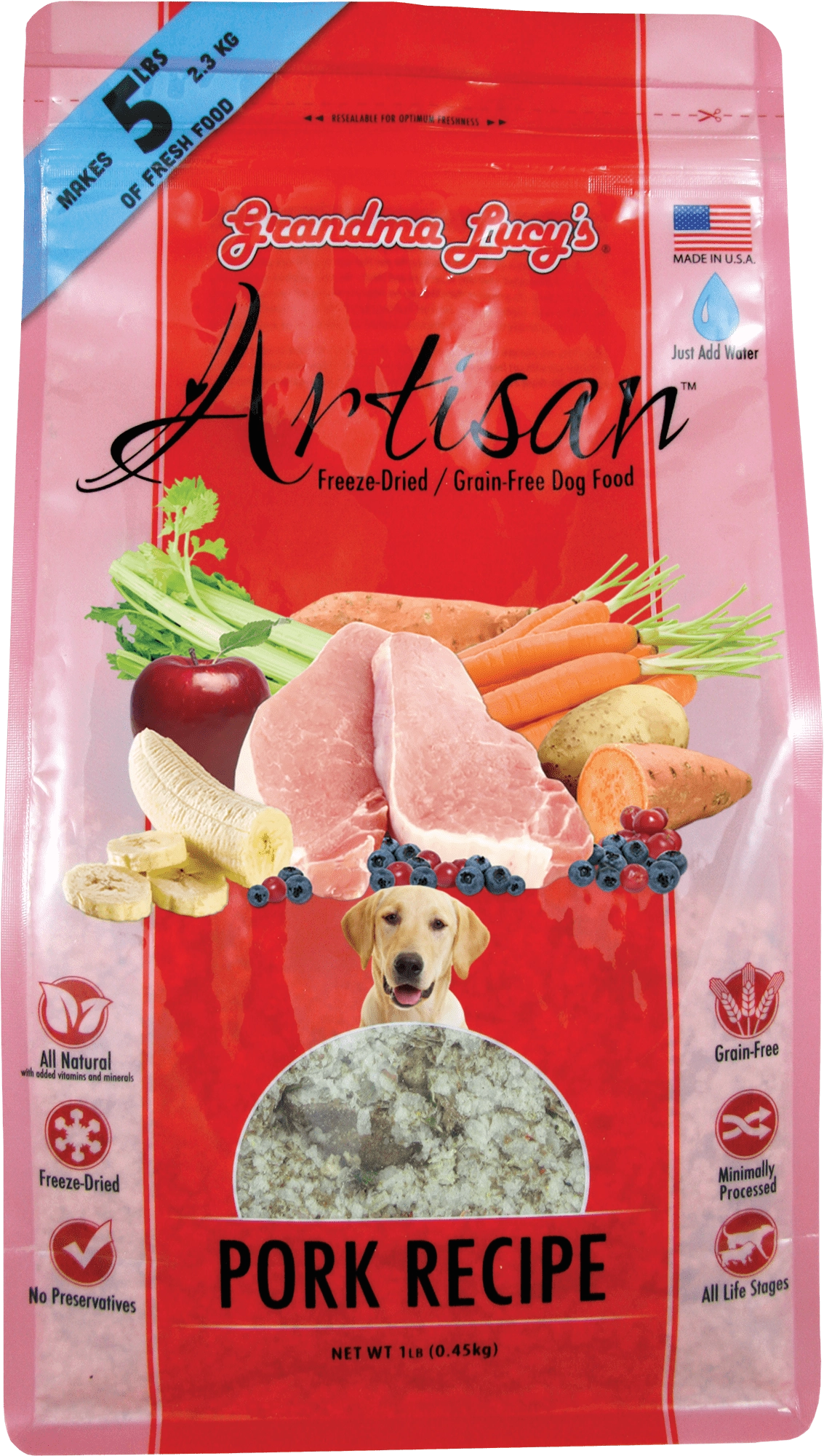Grandma Lucy's Artisan Grain Free Pork Freeze Dried Dog Food