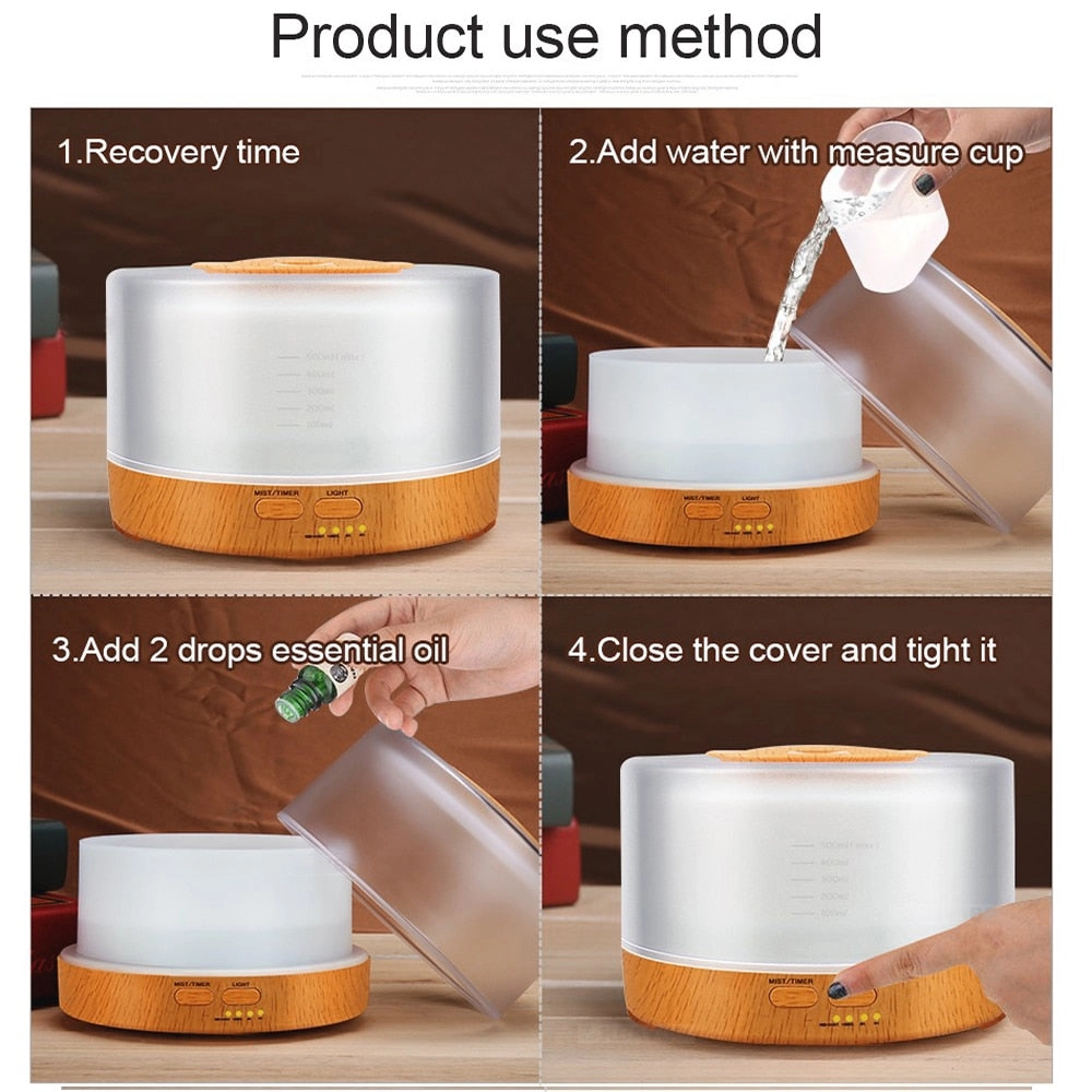 Humidifier 500ml Remote Control Essential Oil Mist