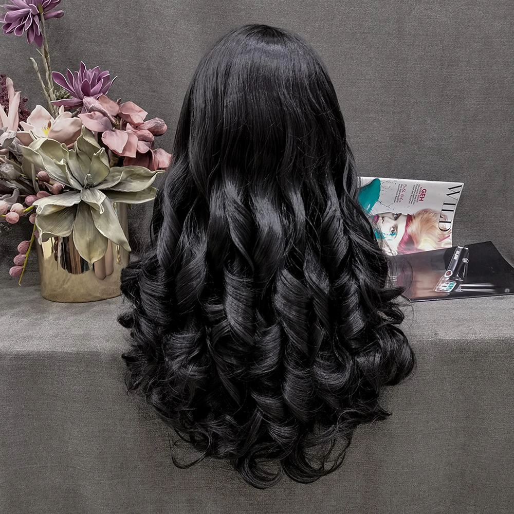 Natalia-Black Long Wavy Synthetic Lace Front Wig Imstyle