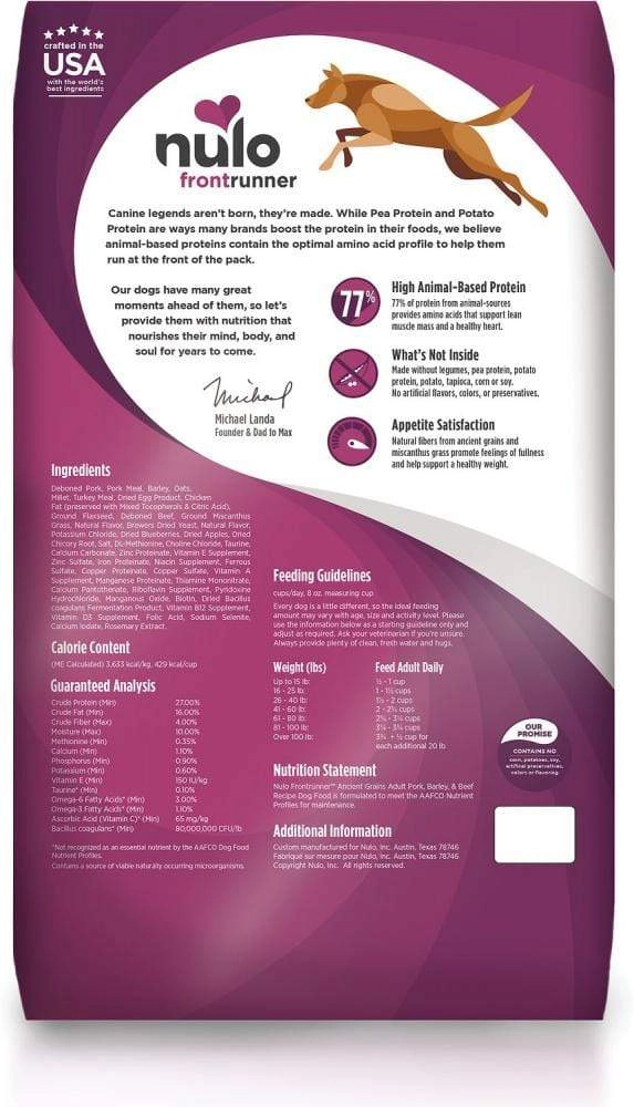Nulo Frontrunner Pork with Barley & Beef Adult Dry Dog Food