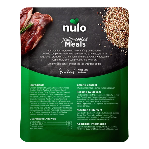 Nulo Gently-Cooked Meals Duck & Quinoa Recipe