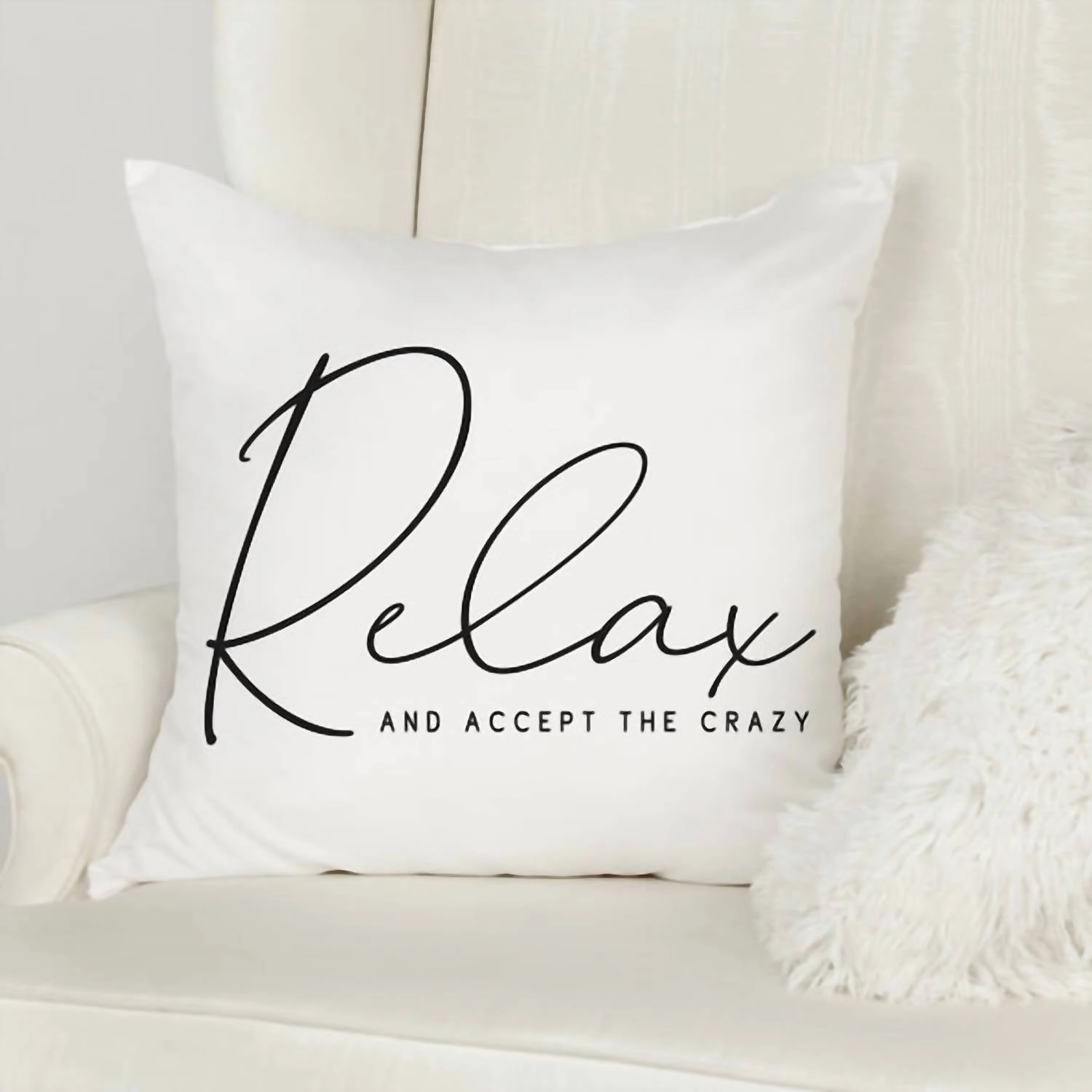"relax" Decorative Throw Pillow In White