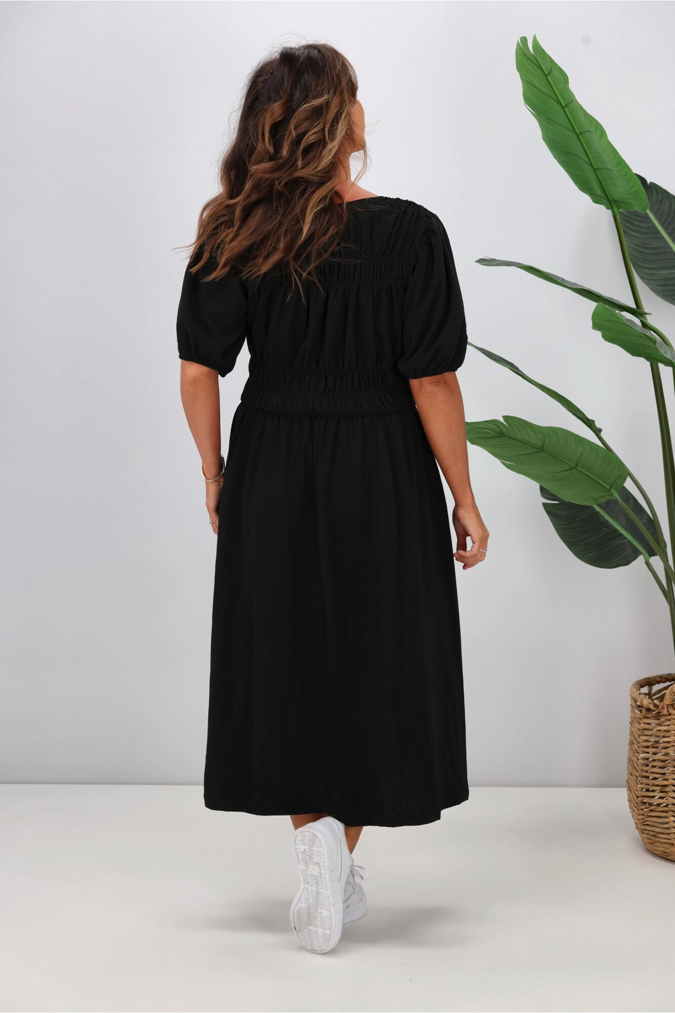 Shine On Label Ishana Shirring Detail Dress Black