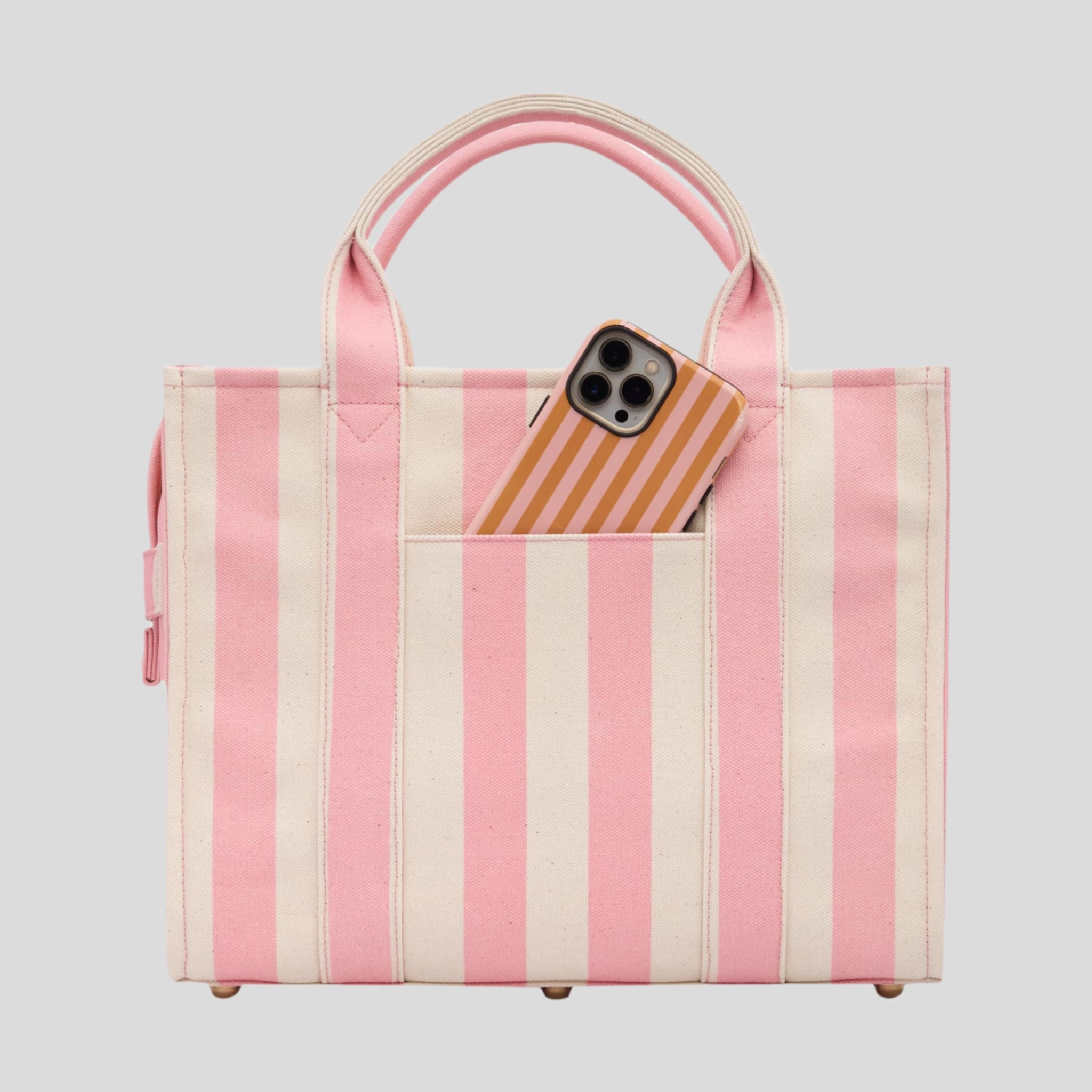 Small Bon Vivant Structured Tote Bag -- Blush Stripe