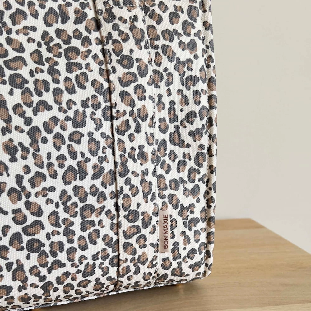 Small Bon Vivant Structured Tote Bag -- Leopard/Tan