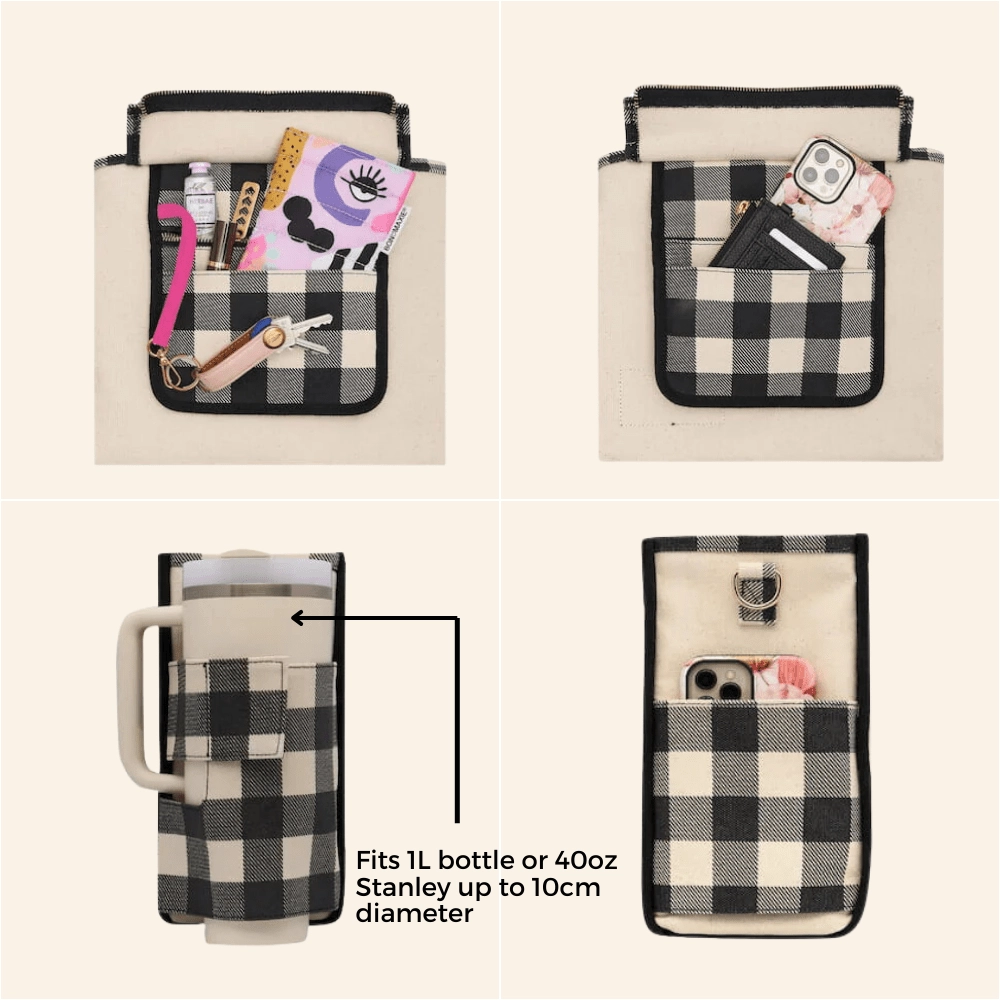 Small Structured Tote Bag -- Tan Stripe