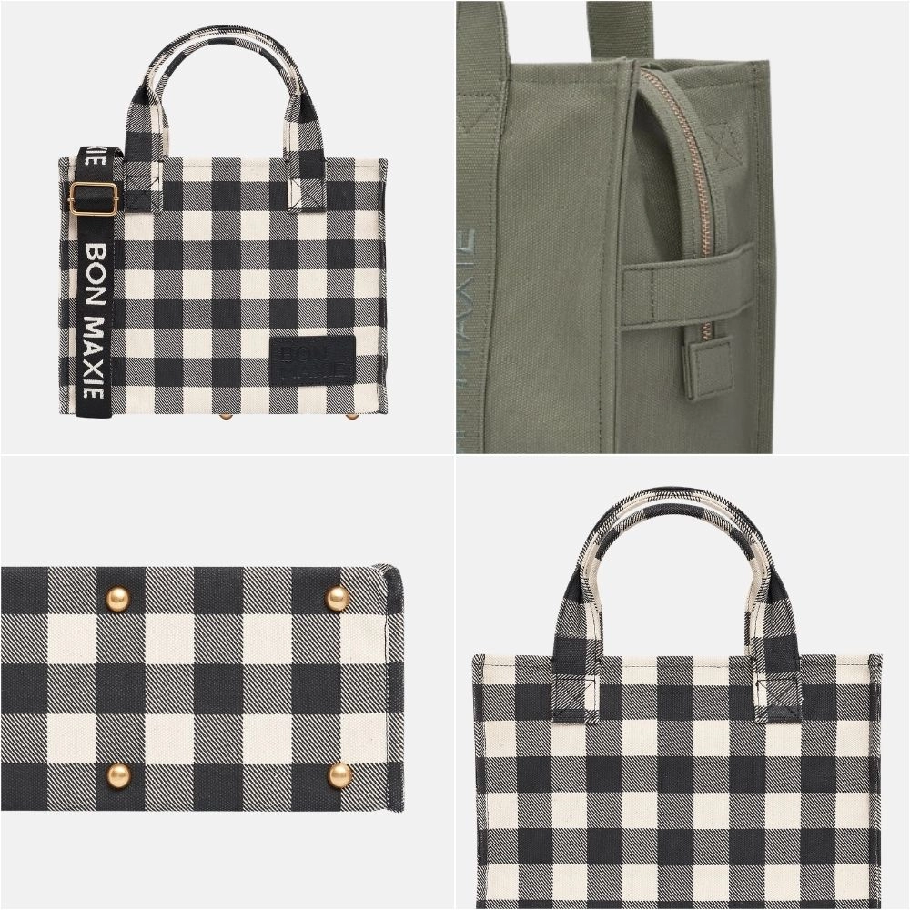 Small Structured Tote Bag -- Tan Stripe